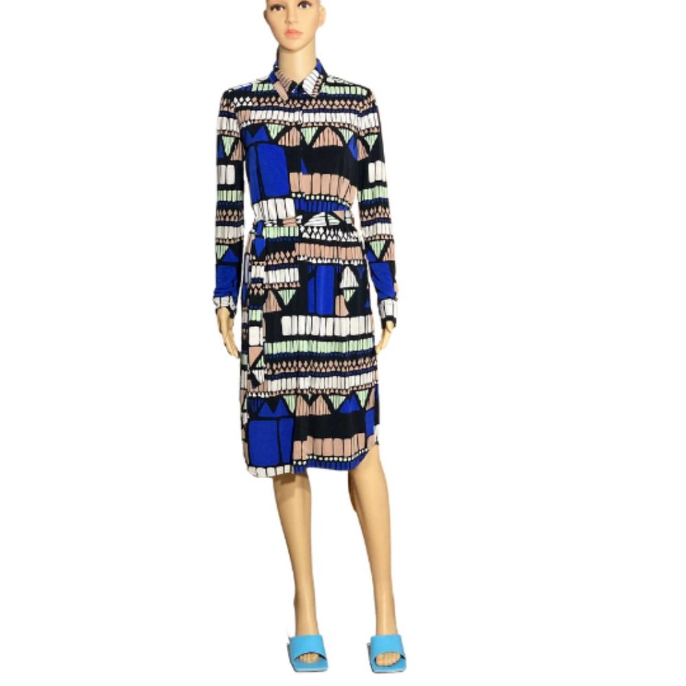 Tibi Multicolored Button Down Long Sleeve Dress- S - image 1
